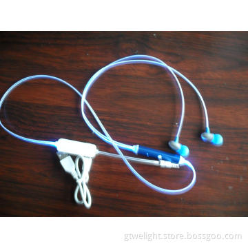 LED Visible Lighting Earphone USB Mic Cable